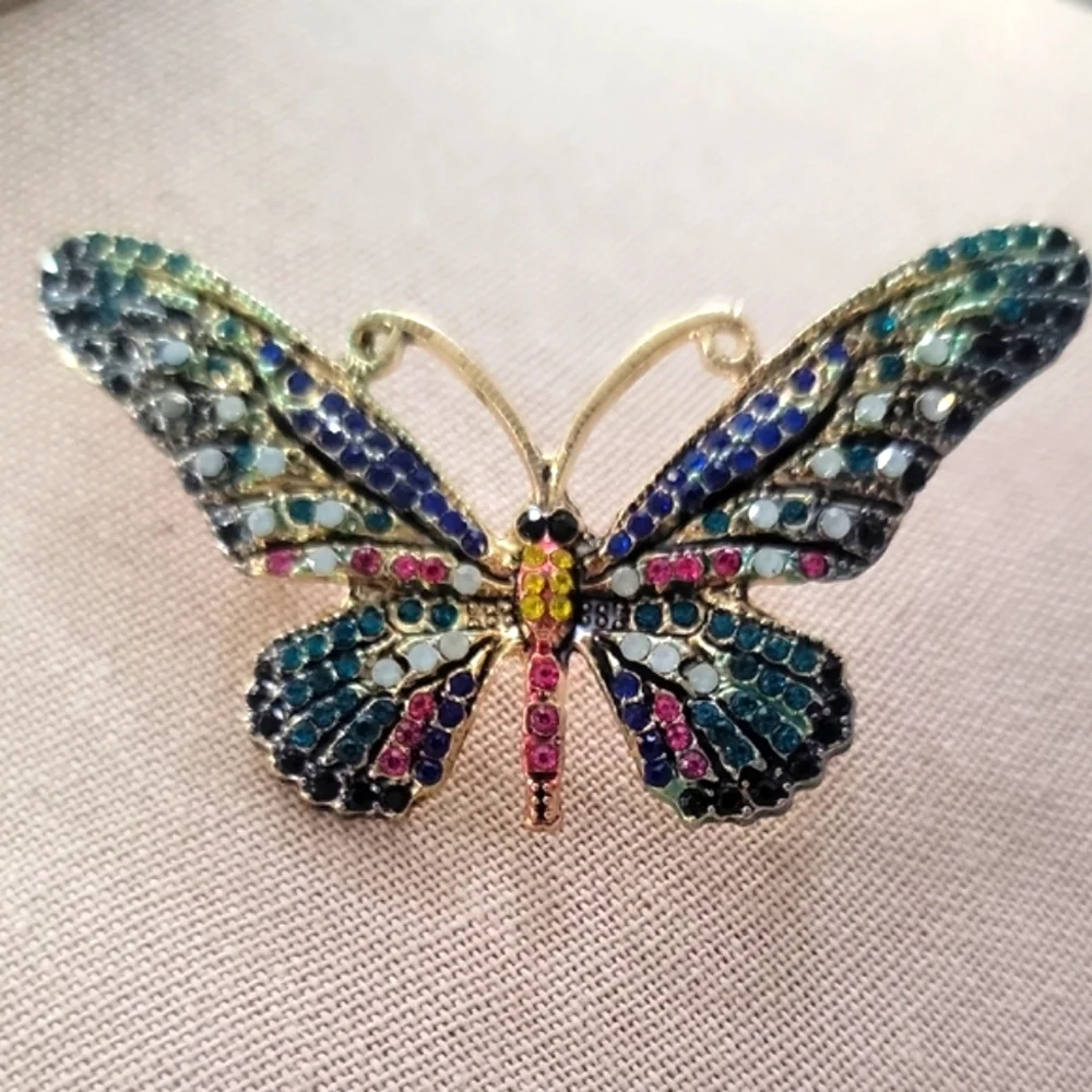Cottagecore Elegant Multicolor Butterfly Brooch